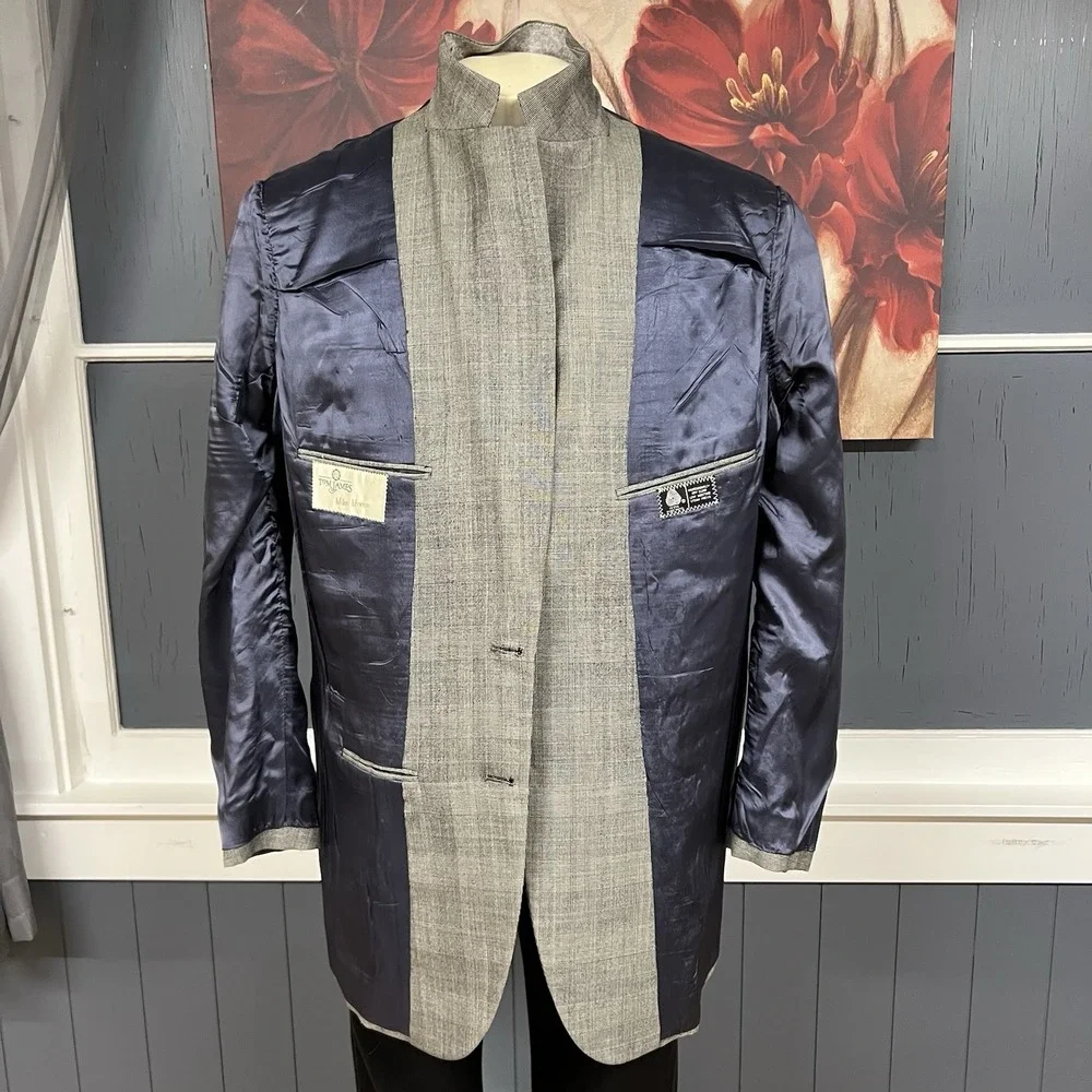 Tom James‎ Blazer Bespoke Custom Fit Tailored Sport Coat Mens 44-Extra Long Gray